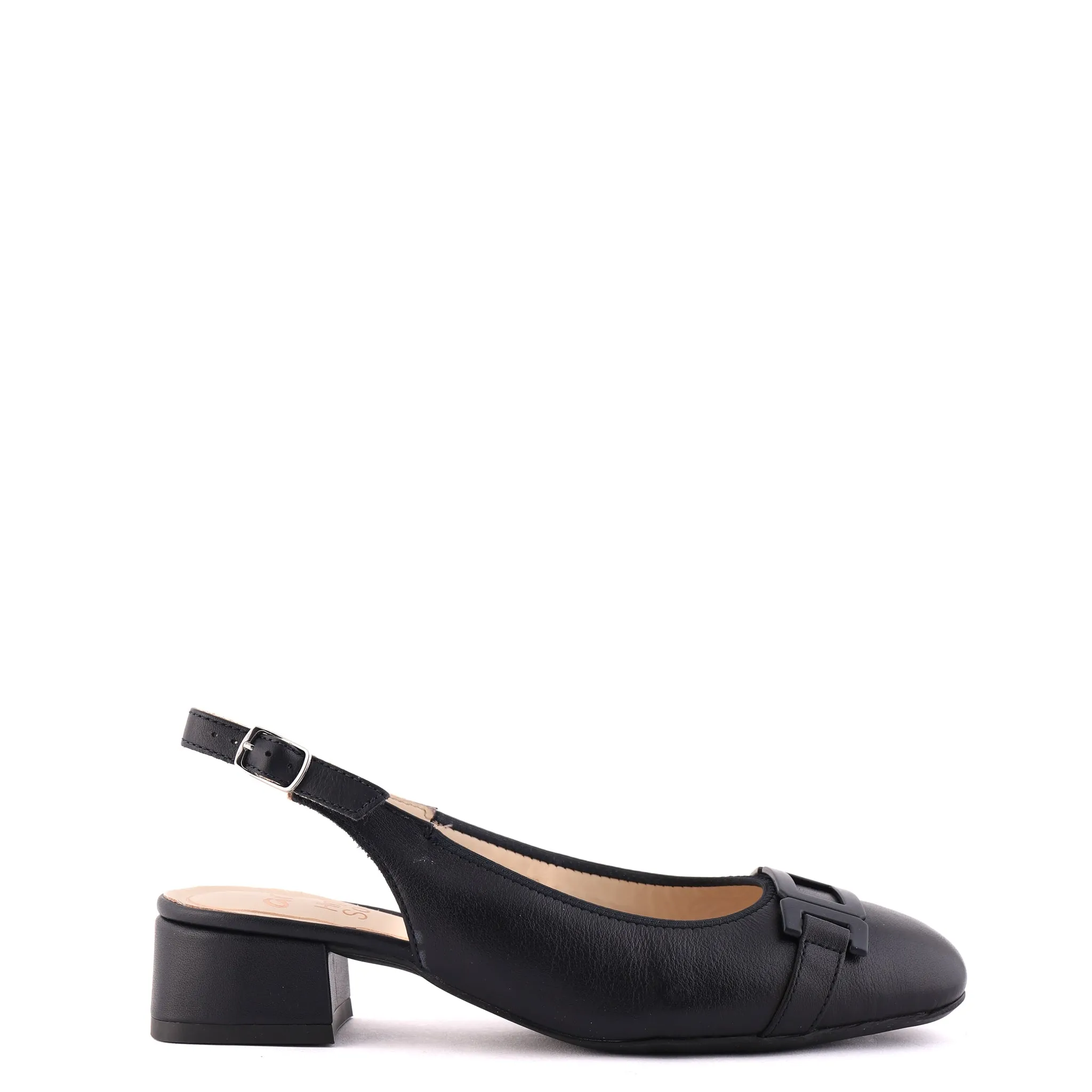 20404 Navy Leather Sleek Sandals for Men Cushioned Collar Padding