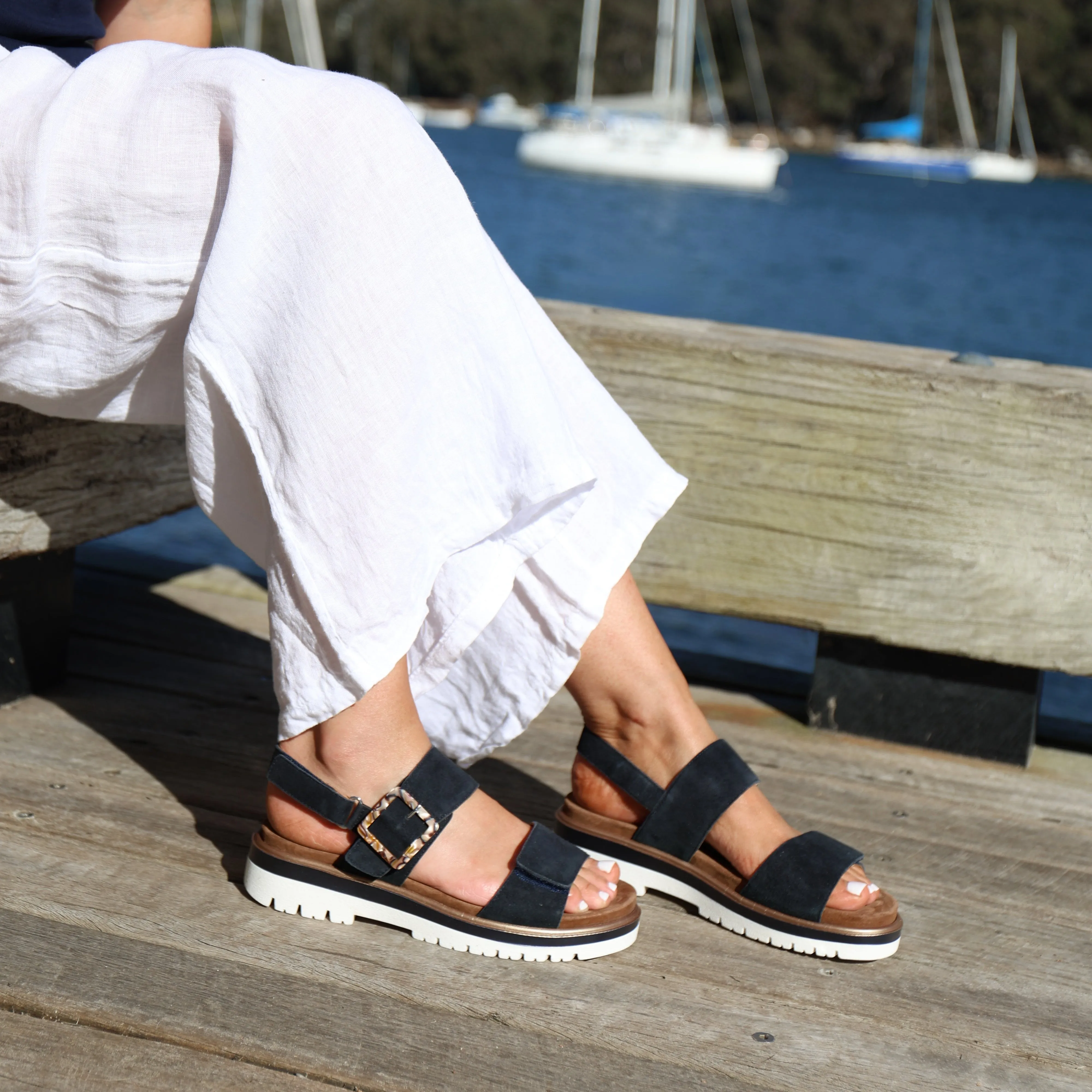 21003 Navy Suede Light Slip-on Shoes