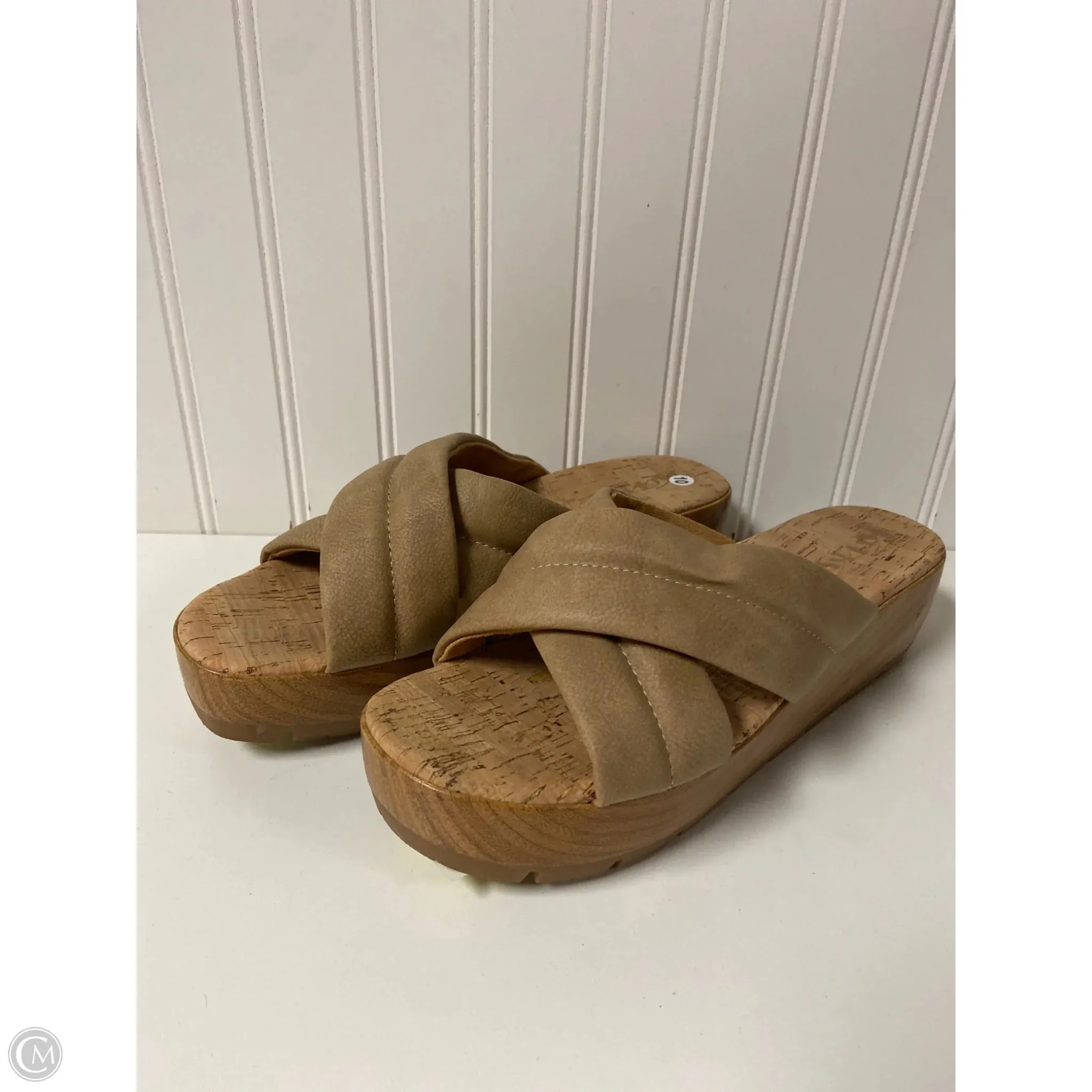 Fashionable Flower Hike Sandals Heels Platform By Kork Ease In Brown, Size: 10