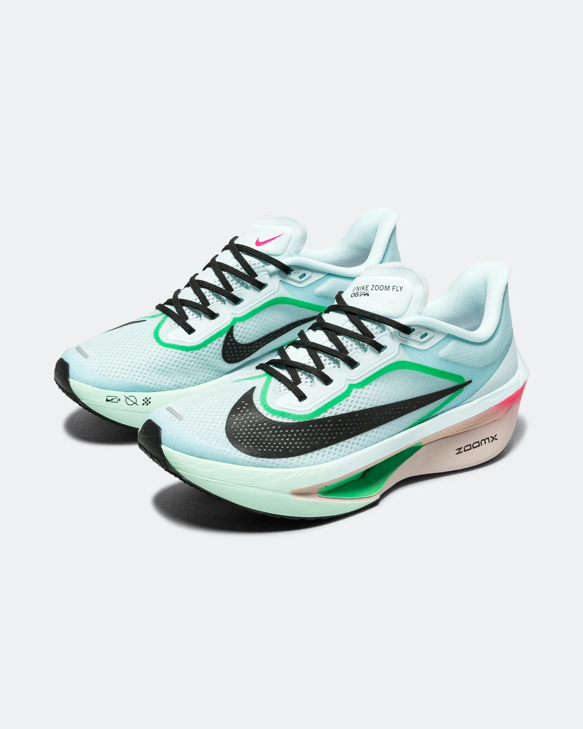 Elastic Cuff Comfortable Upper Mens Zoom Fly 6 - Glacier Ice/Black-Hyper Pink-Green Shock