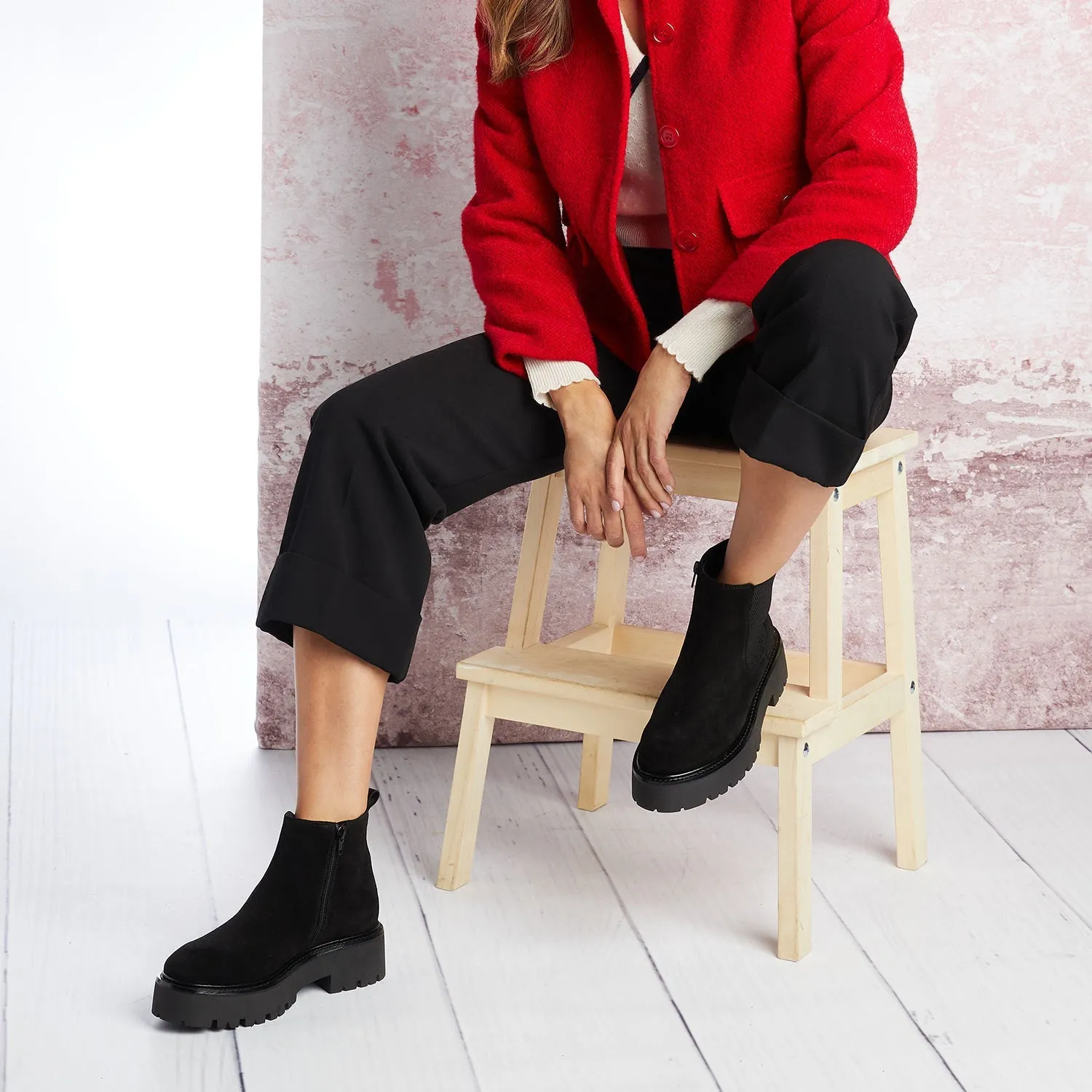 Rhea: Black Suede Style Neutral Ease Style