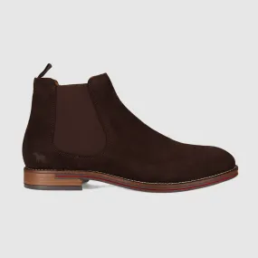 Arch Support System Abrasion Resistant Outsole Winner Chelsea Boots Dark Brown Suede