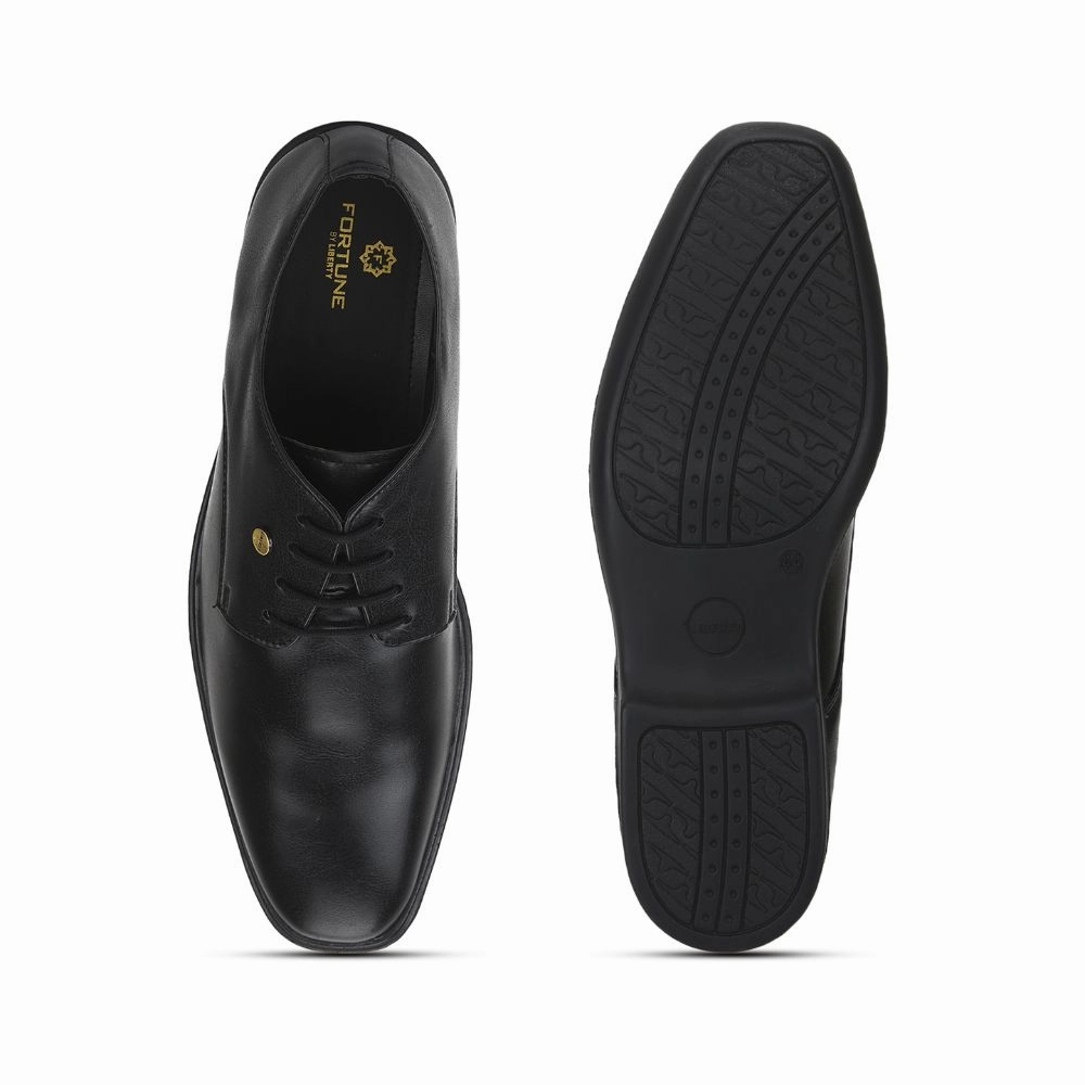 Dry Days Timeless Work Look Fortune Black Formal Lace Up Derby Shoes For Men LUCIO-201 By Liberty