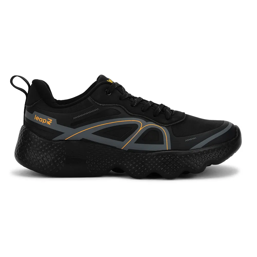 Leap7x Black Sports Lacing Running Shoes For Men WATSON-1E By Liberty running in a fun run shoes Abrasion Resistant Material