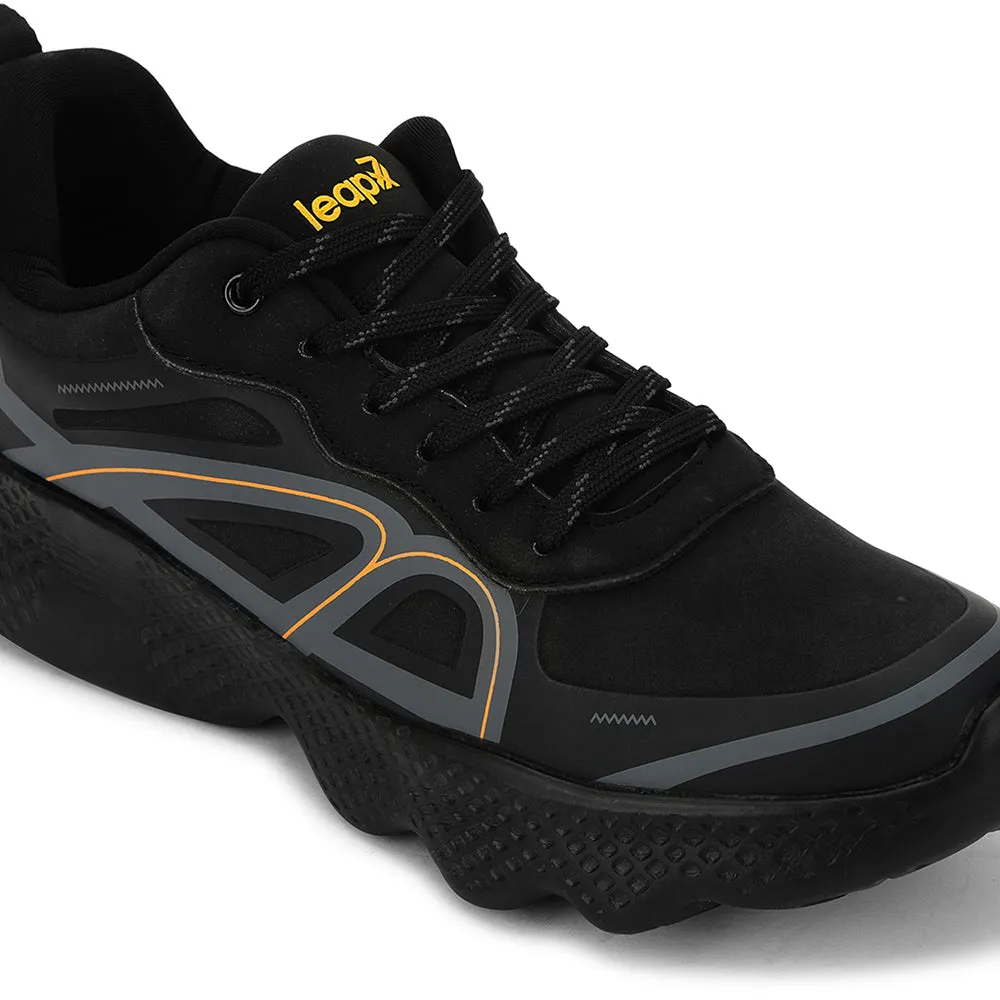 Leap7x Black Sports Lacing Running Shoes For Men WATSON-1E By Liberty Icy Terrain