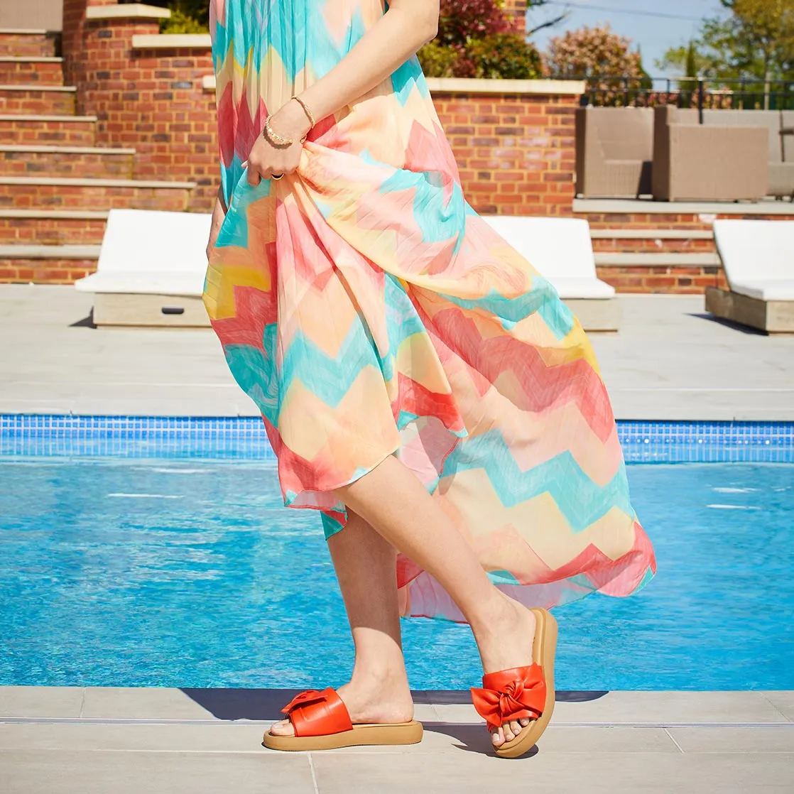 Ergonomic Footbed Bailey: Coral Red Leather