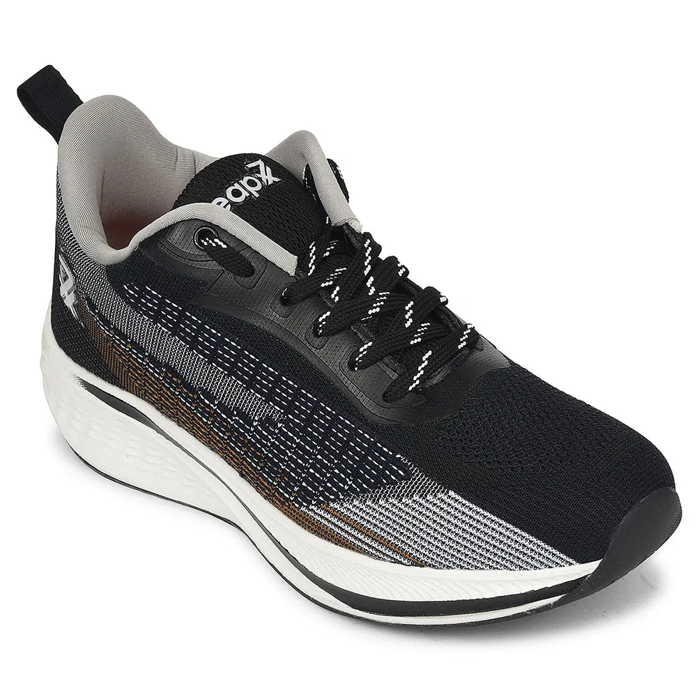 Flex Grooves Pattern Leap7x Black Sports Lacing Running Shoes For Men GHD-21 By Liberty
