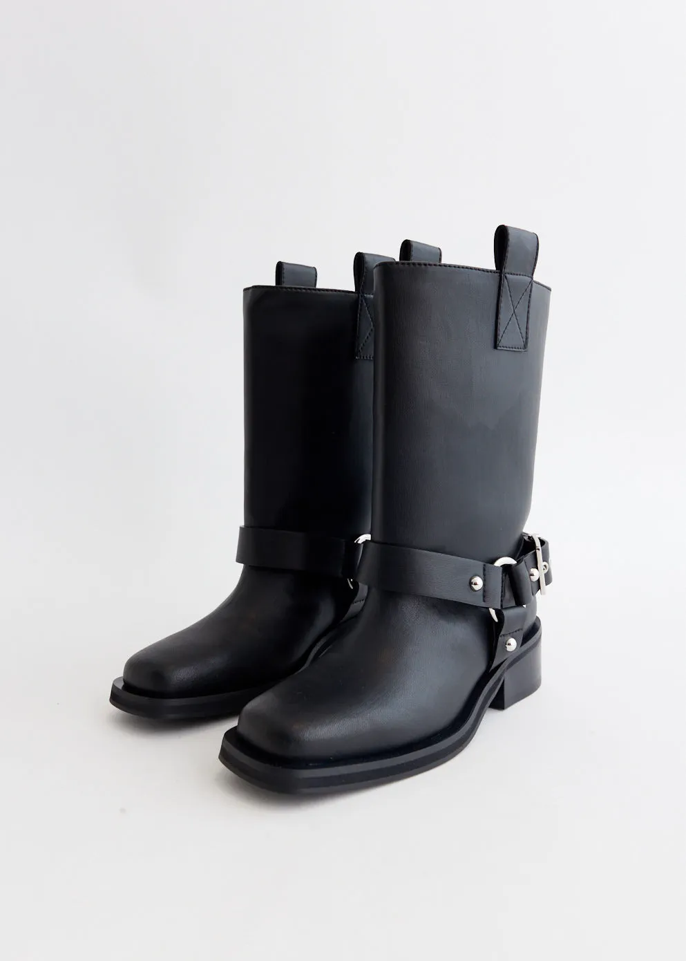 Comfortable Straps Everyday Essential Biker Tubular Mid Shaft Boots