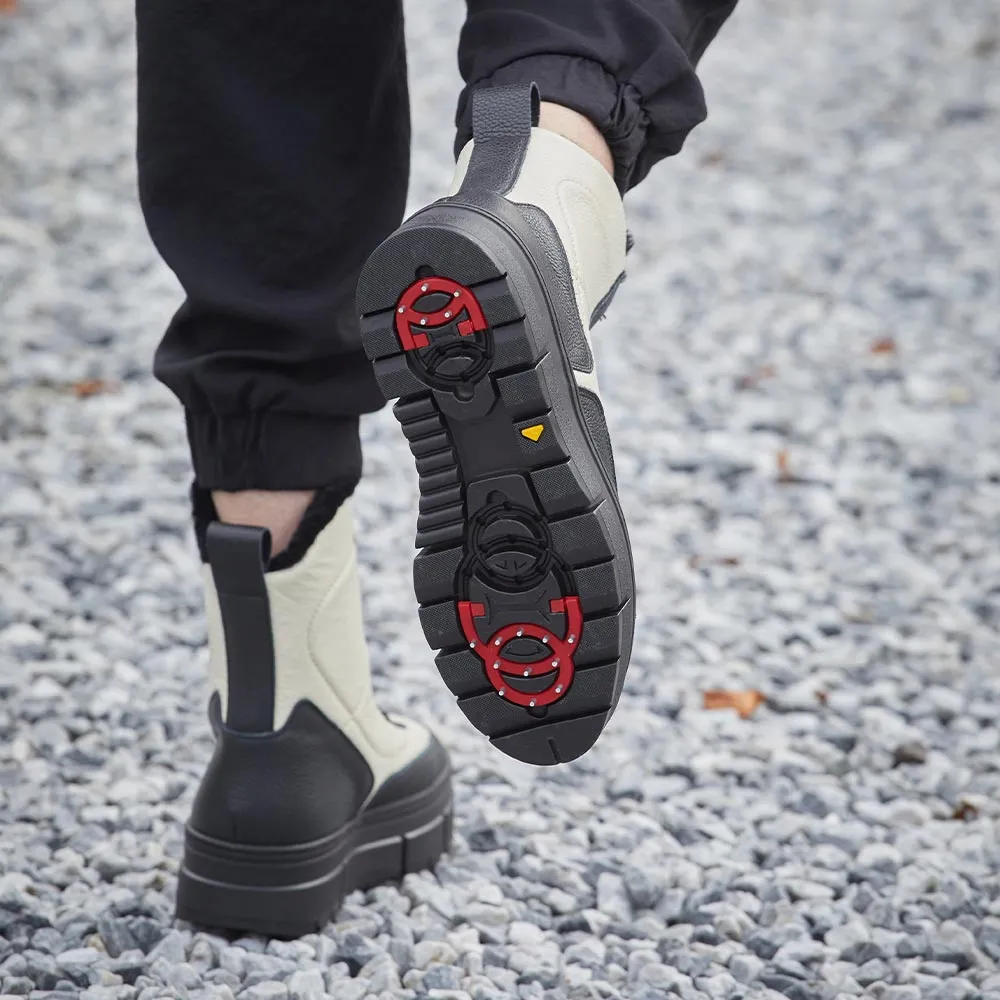 Soft Movement Roll Step Blizzard: Black & Cream Leather & Shearling