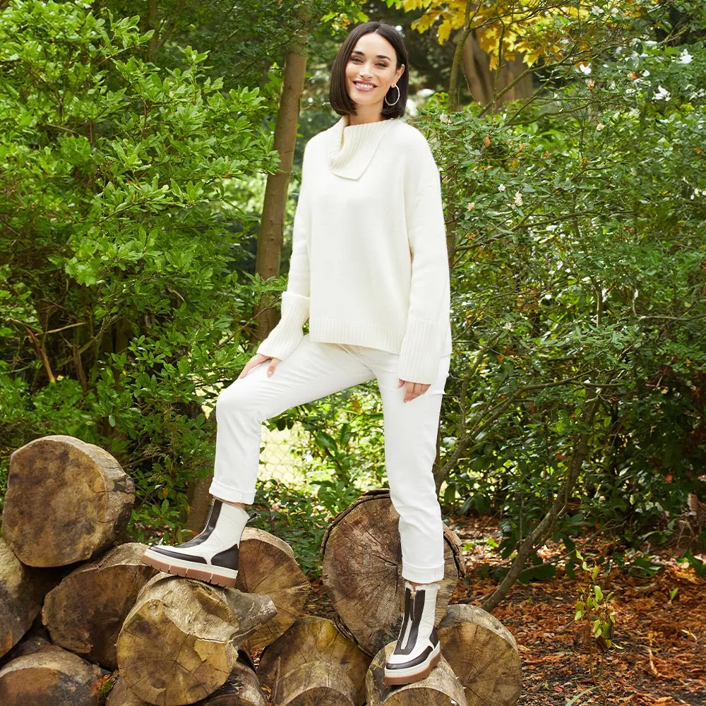 Blizzard: Chocolate Brown & Cream Leather & Shearling Ankle Room Lifestyle Ready