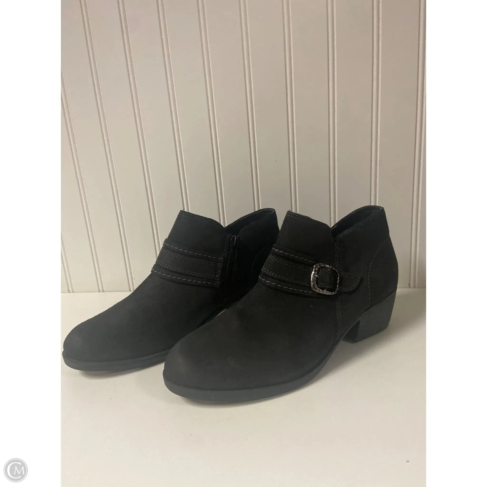 Spring Vibe Velcro Design Boots Ankle Heels By Clarks In Black, Size: 9