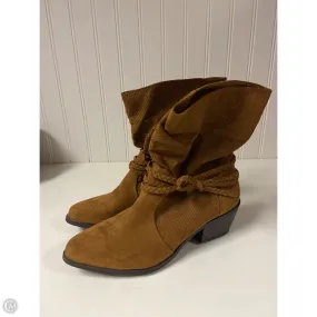 Boots Ankle Heels By Just Fab In Tan, Size: 8 Flexible Sole Design