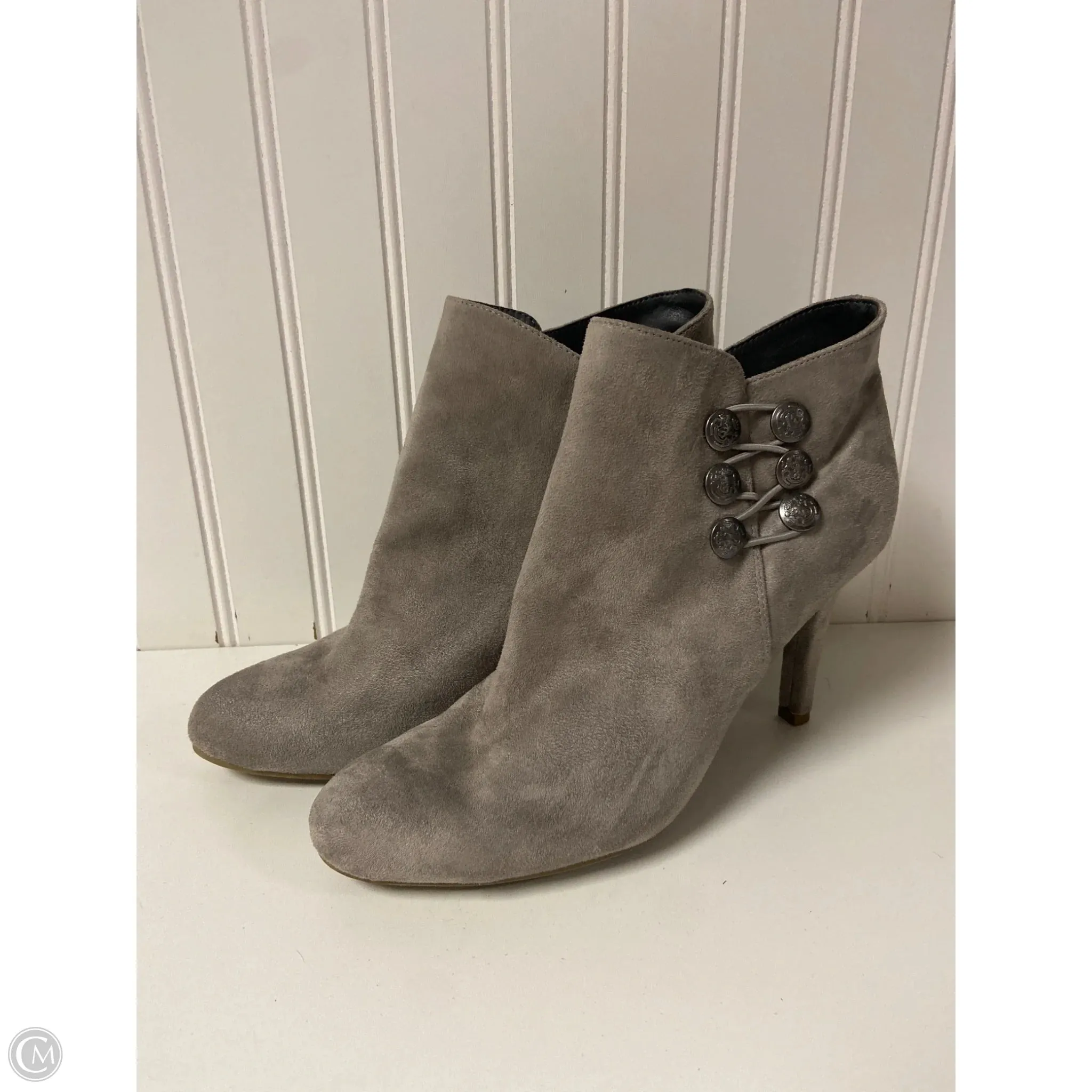 MachineWashable Classic Finish Boots Ankle Heels By Rialto In Grey, Size: 9