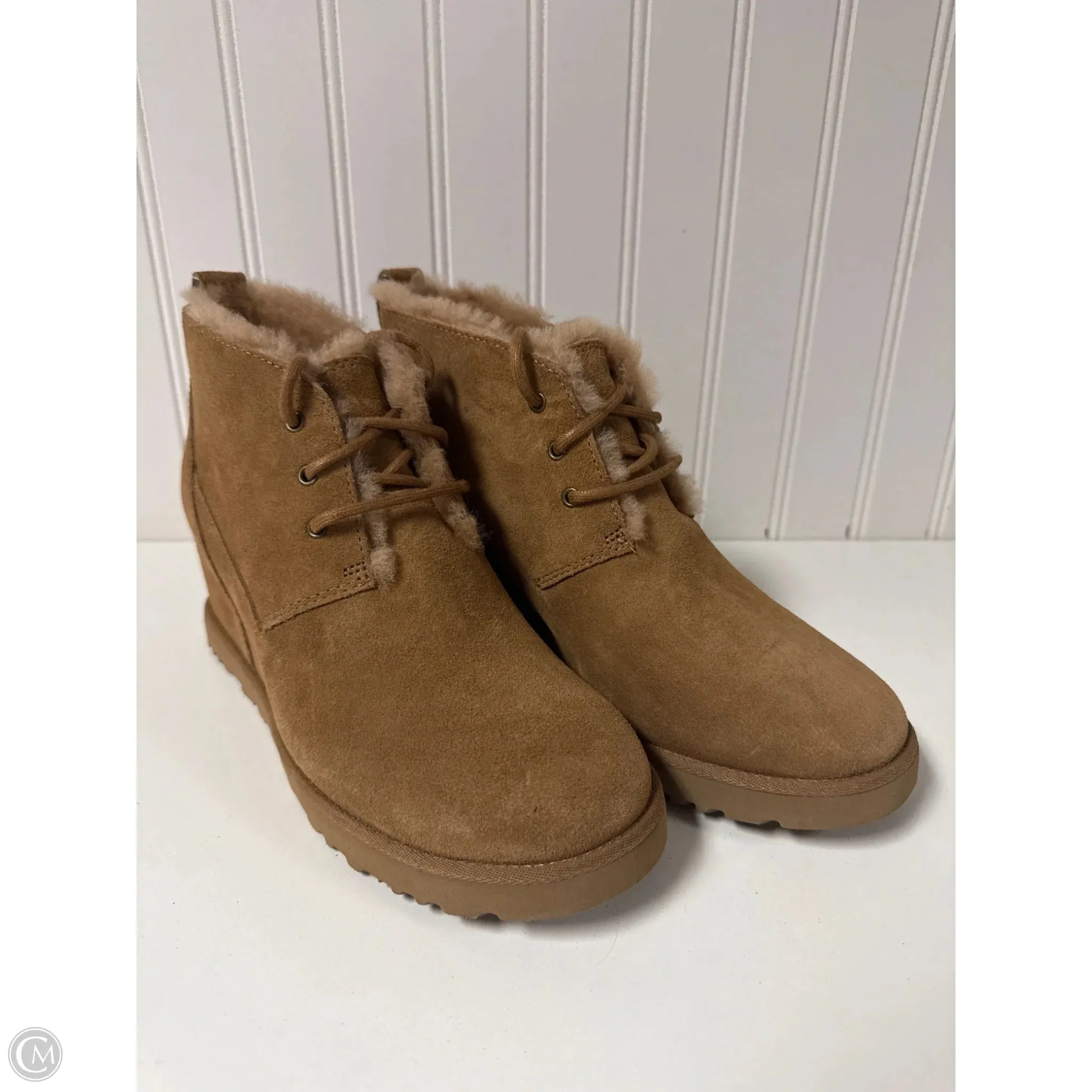 Boots Designer By Ugg In Tan, Size: 8.5 Shock Support Lace Up