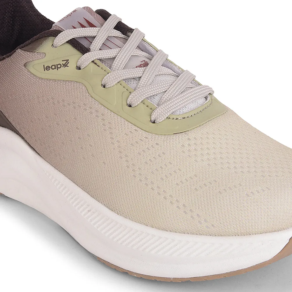 Leap7x Beige Sports Lacing Running Shoes For Men EVERSTAR1E By Liberty Comfort Insoles