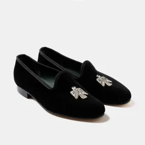 Bryceland's x Bowhill & Elliott Velvet Slippers Black Block Step Stable Walk