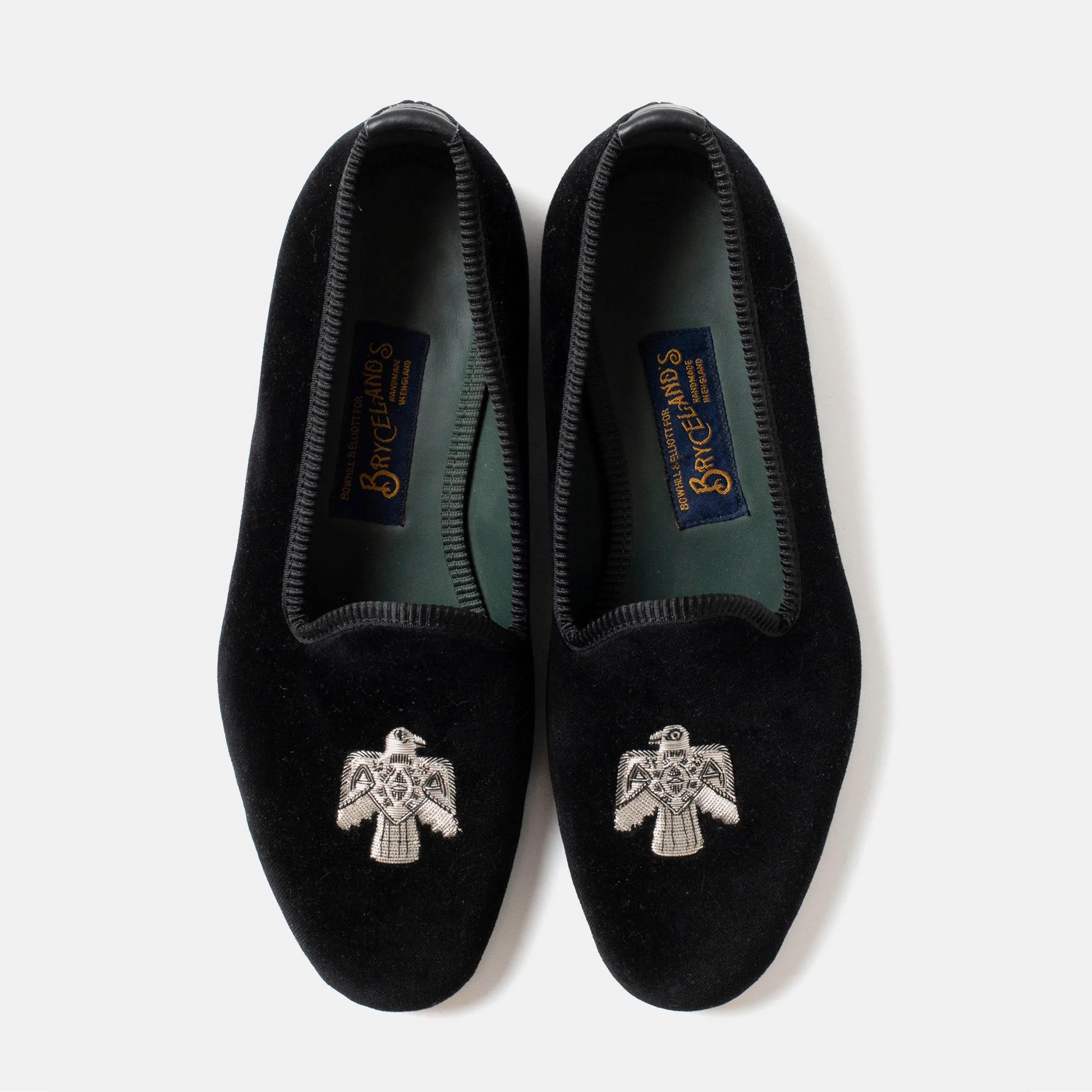 Simple Lines Bryceland's x Bowhill & Elliott Velvet Slippers Black