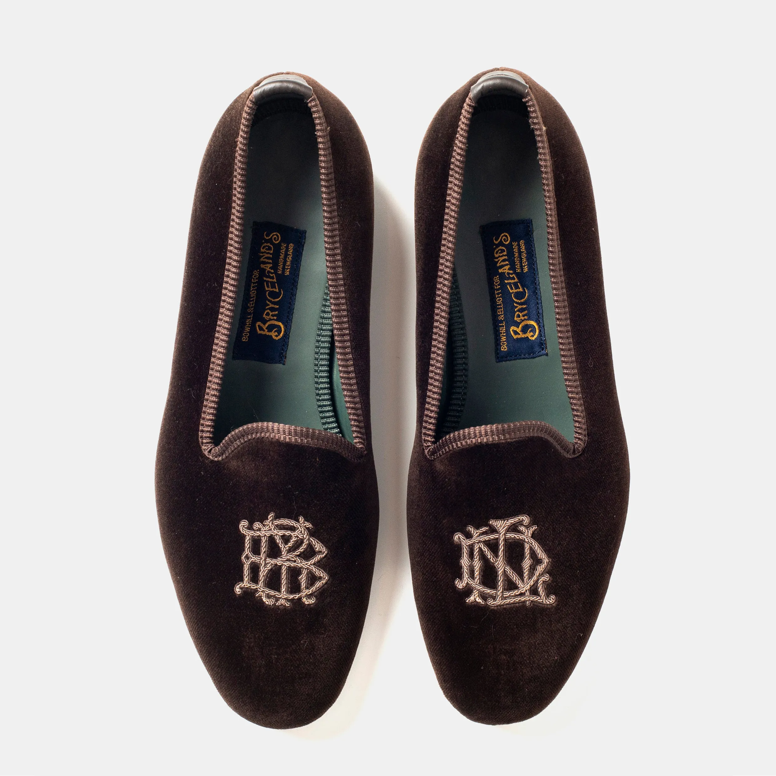 Slip Grip Wood Path Bryceland's x Bowhill & Elliott Velvet Slippers Brown