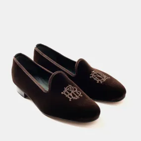 Bryceland's x Bowhill & Elliott Velvet Slippers Brown Leaf Hike Steady Grip