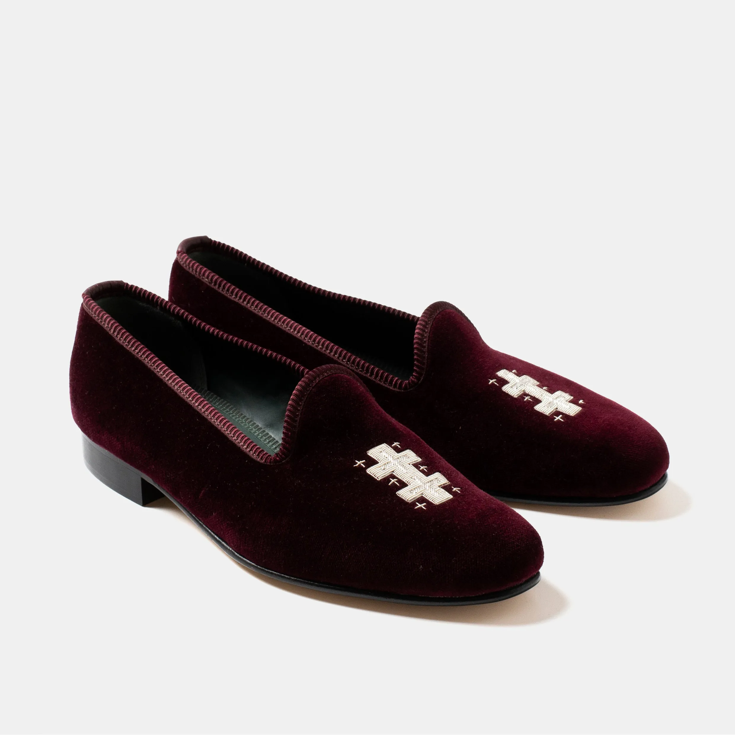 Auxetic Knit Fabric Bryceland's x Bowhill & Elliott Velvet Slippers Wine