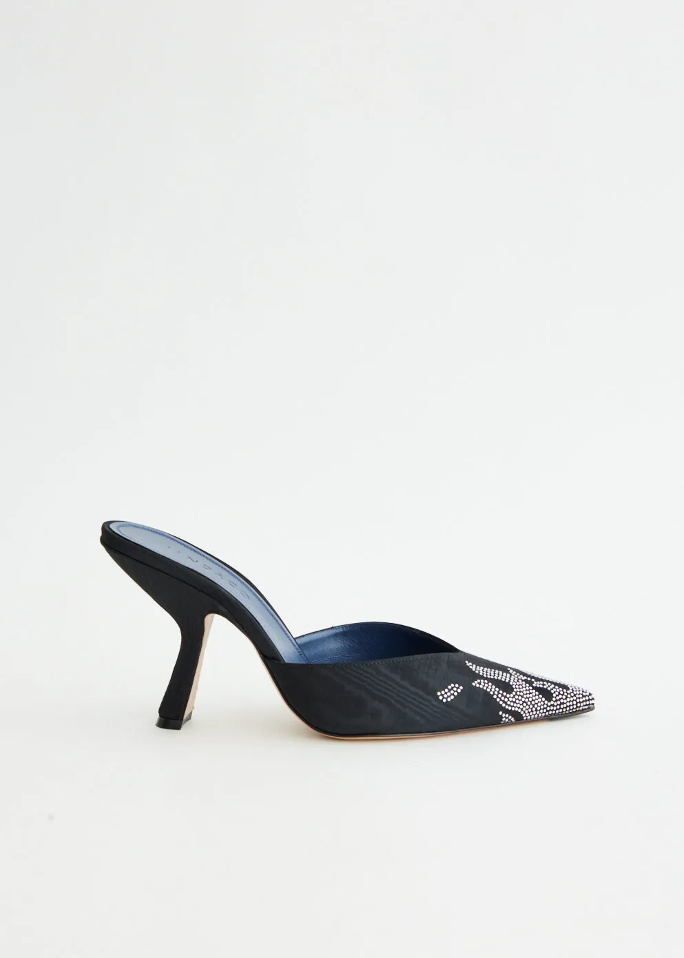 Carmen Grosgrain Moire Mules Breathable Vent Holes Flower Step