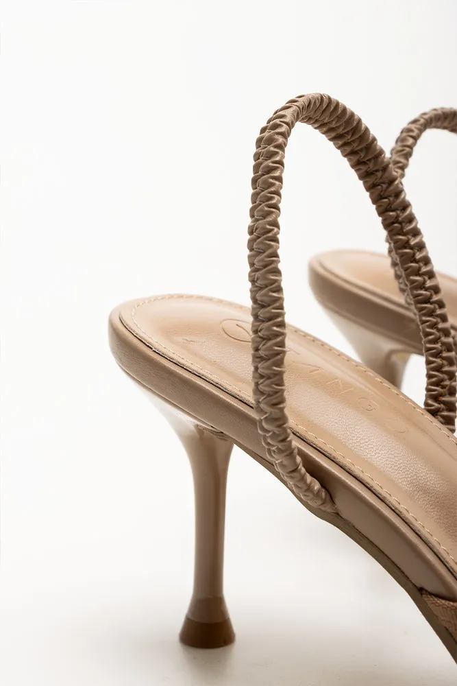 Custom Pick Runway Queen Mesh Pointy Heels Natural