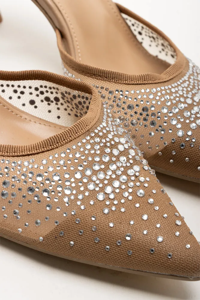 Mesh Pointy Heels Natural Body Spark Fashionable Fit