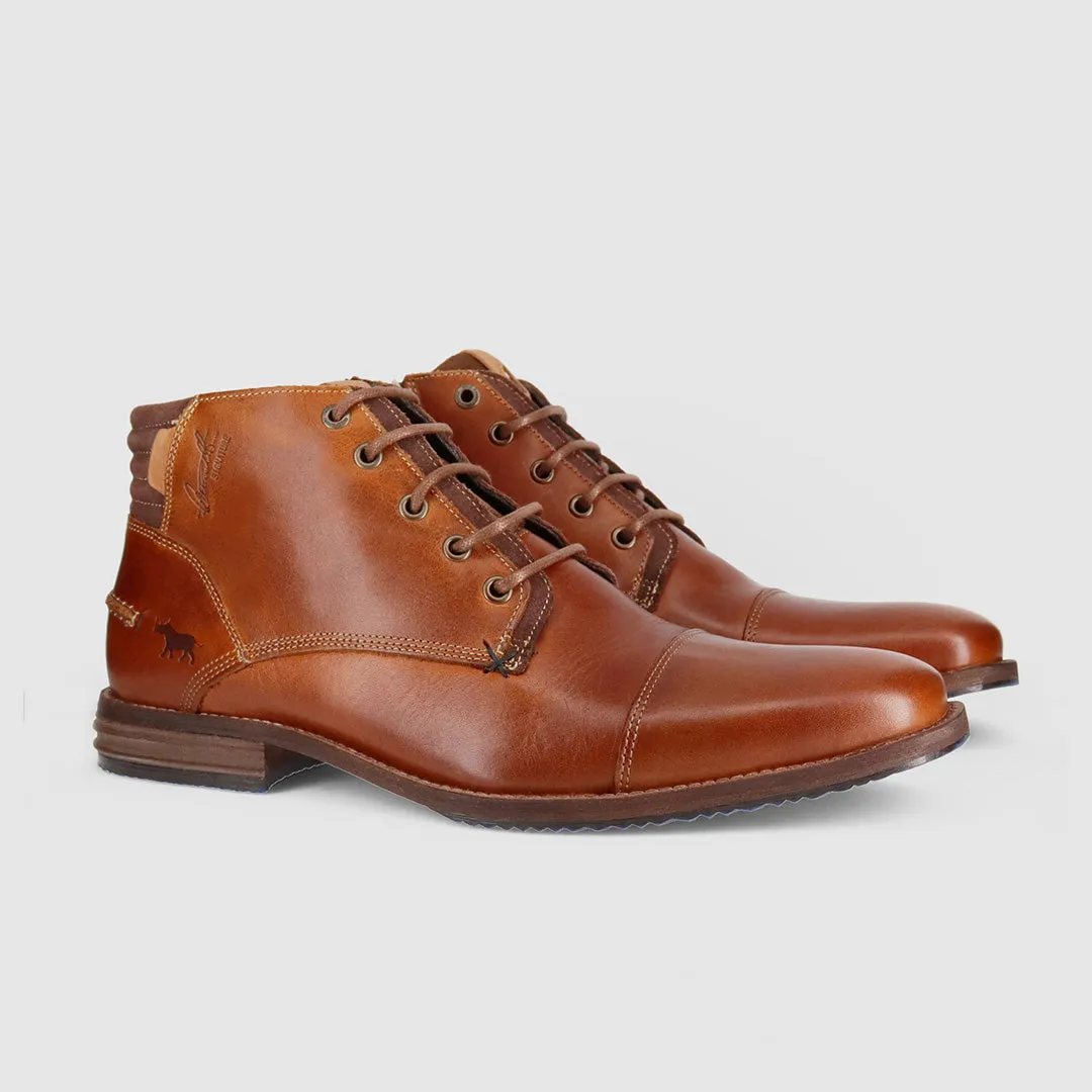 Slim Line Chambers Lace Up Boots Cognac