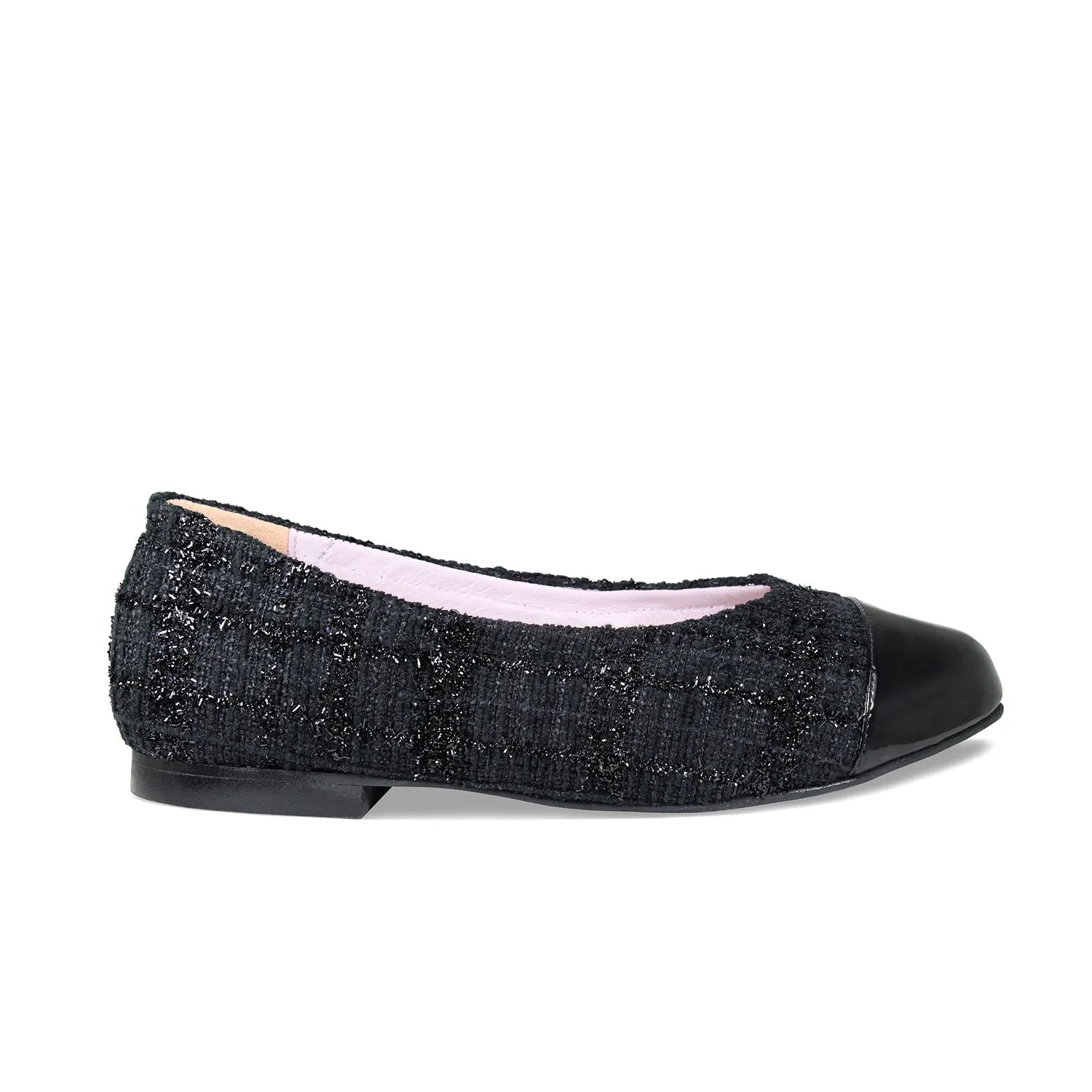 Luna: Black Tweed & Patent Smooth Flex
