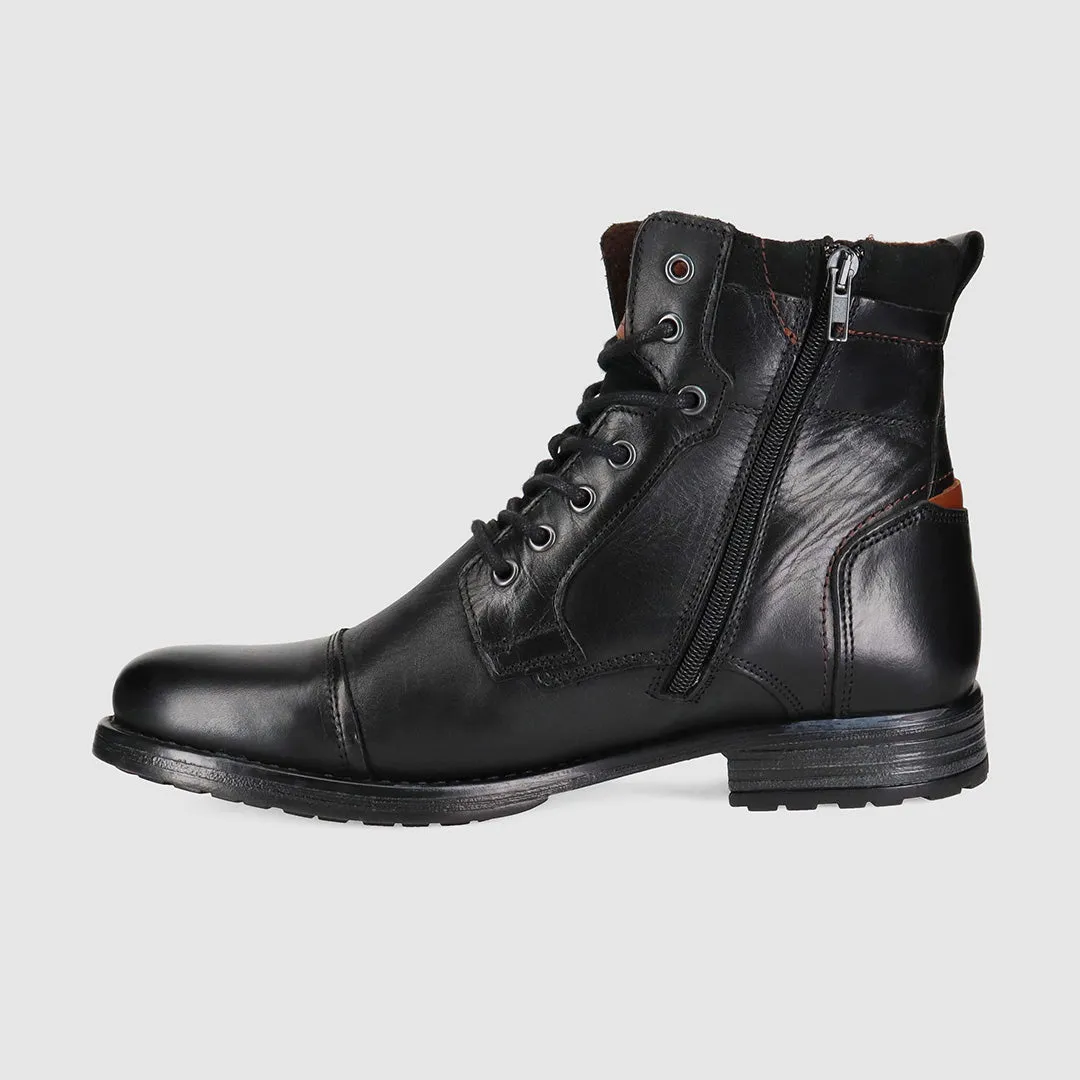 Neutral Build Hybrid style Porter Lace Up Boots Black