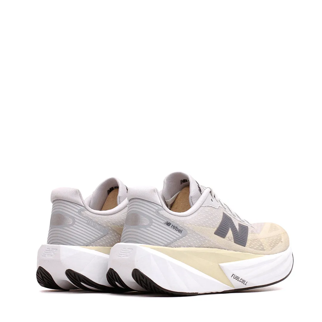 New Balance Women FuelCell Rebel v5 Linen Grey Matter WFCXLX5 Vertical Cushioning toe - support - system