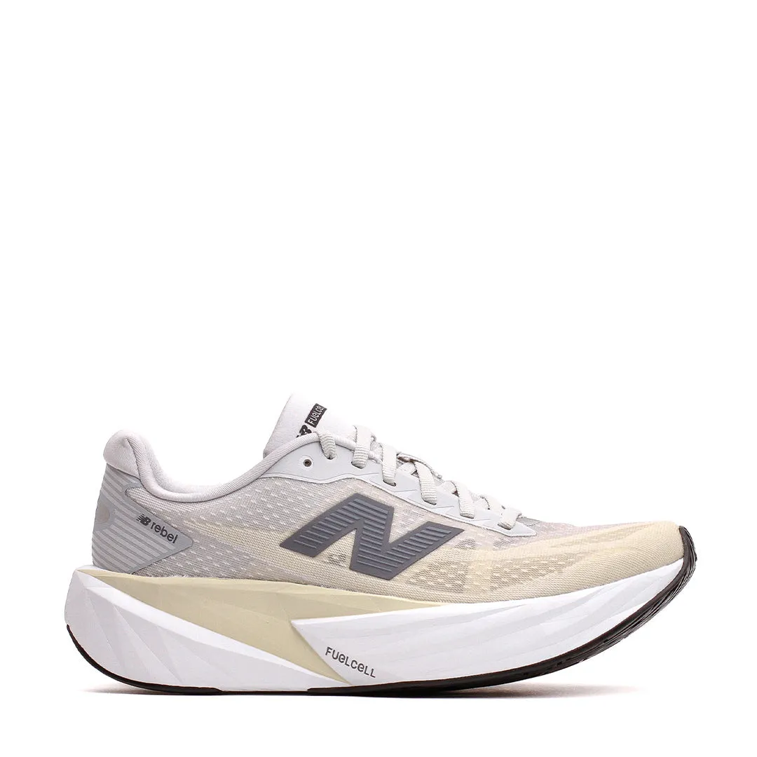 New Balance Women FuelCell Rebel v5 Linen Grey Matter WFCXLX5 Dynamic Landing Zone Adaptive Impact Absorption