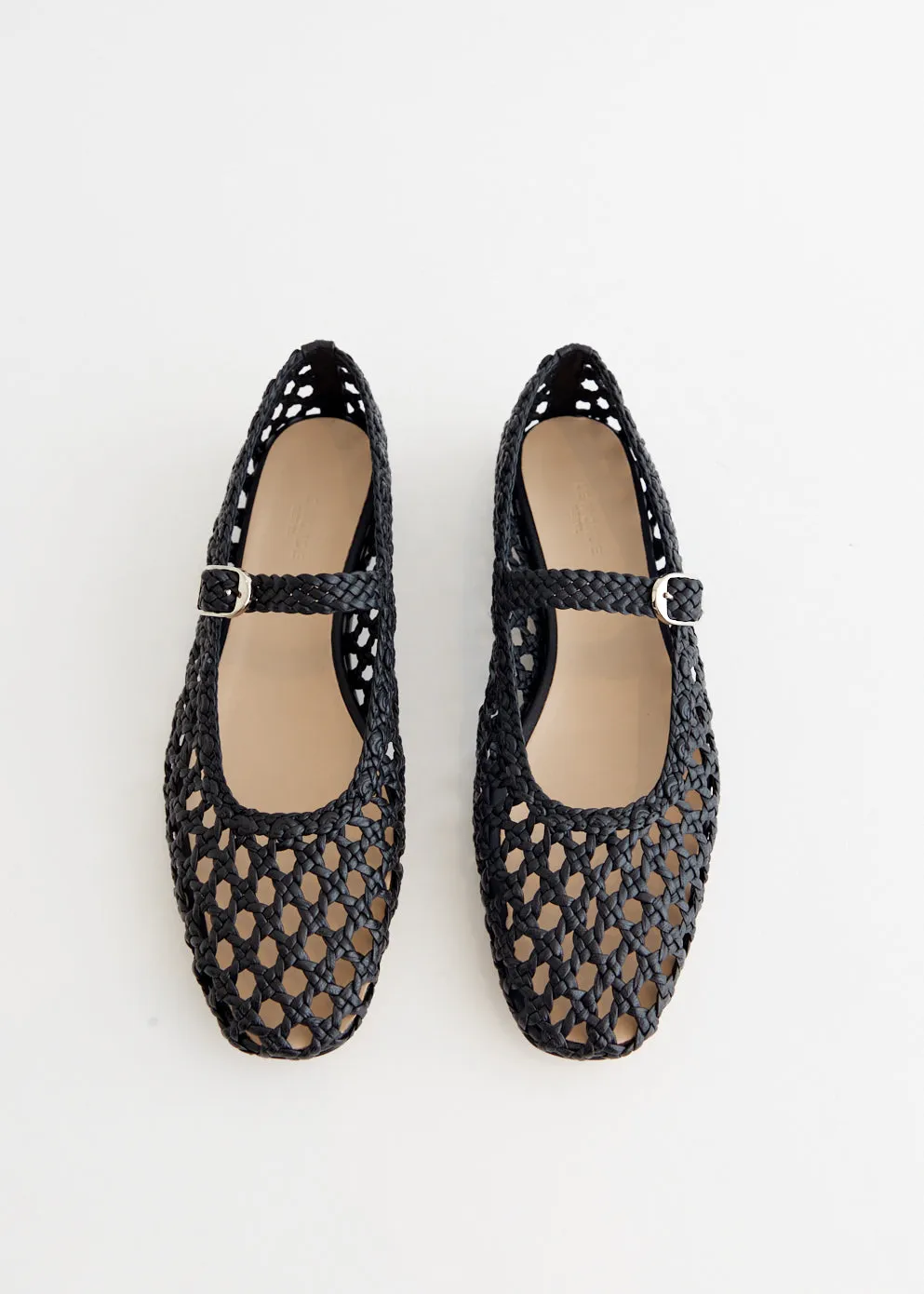 Buckle Up Dynamic Fit Woven Leather Mary Jane Flats