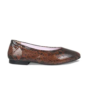 Luna: Brown Snake Print Leather Outfit Boost Comfortable Straps