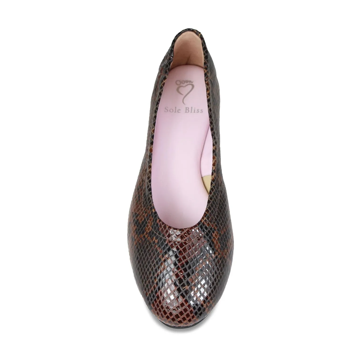 Minimal Vibe Peace Step Luna: Brown Snake Print Leather