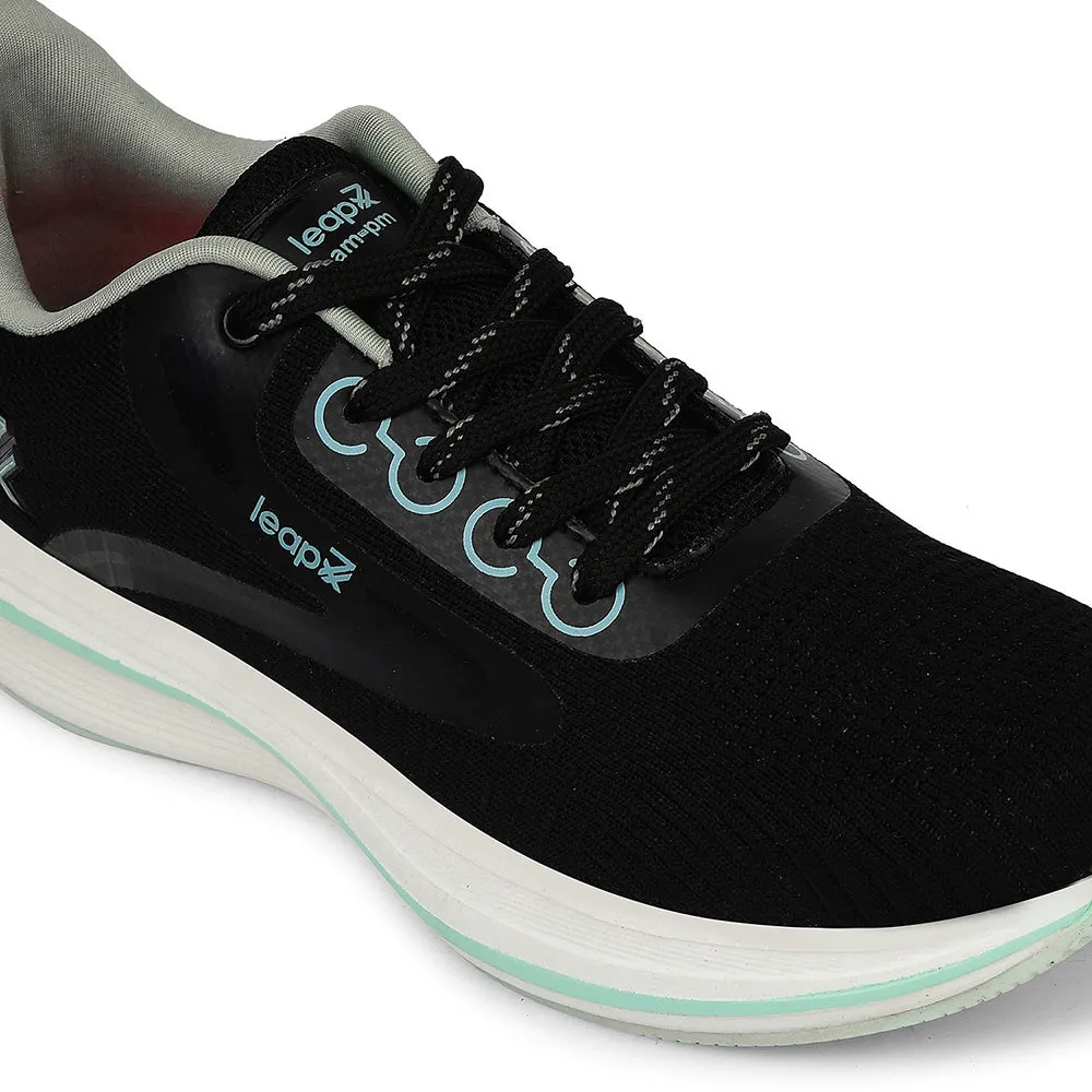 Leap7x Black Sports Lacing Running Shoes For Women ROSY-1 By Liberty Non Slip Pattern foot - fatigue - reduction