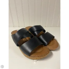 Weekend Hike Flexible Grooves Sandals Heels Wedge By Born In Black, Size: 7