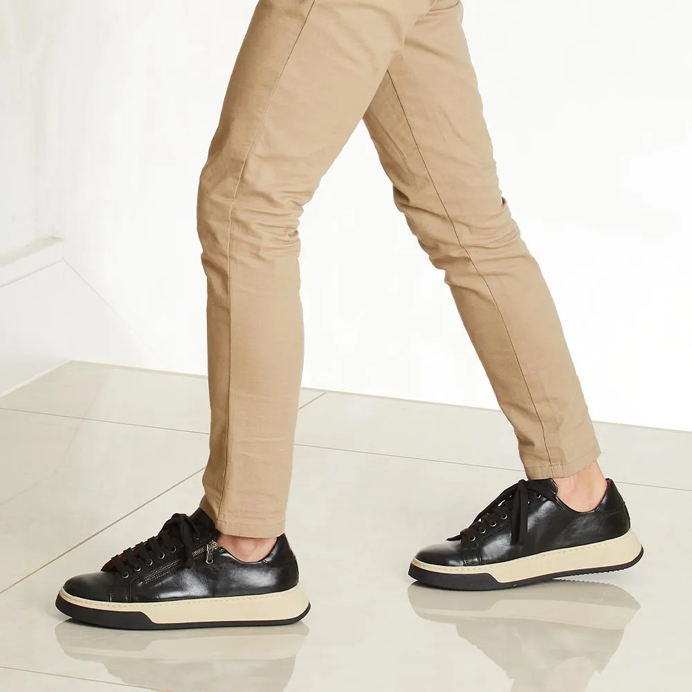 MEN'S Statement: Black Leather Cliff Jog Slow Pace