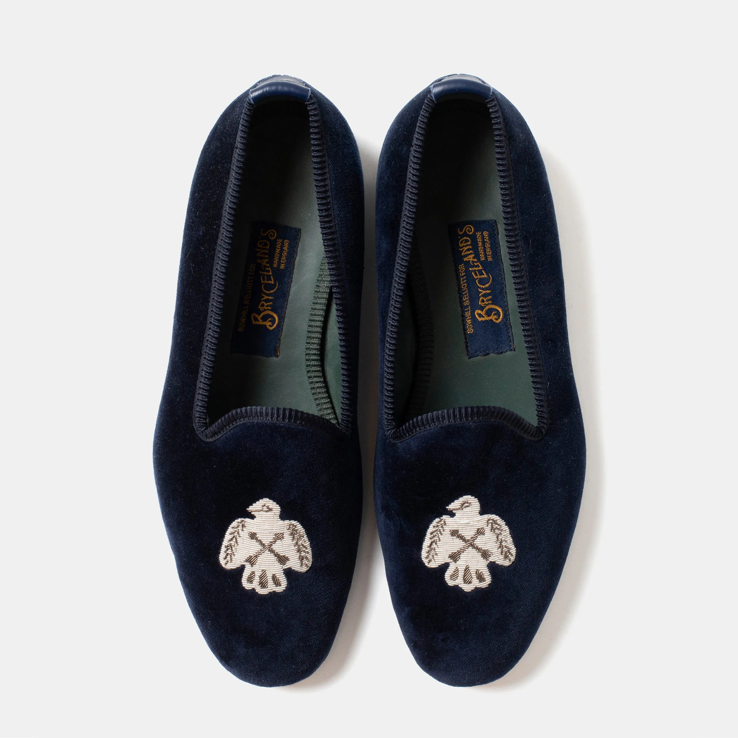 Outdoor Footwear chic aesthetic Bryceland's x Bowhill & Elliott Velvet Slippers Navy