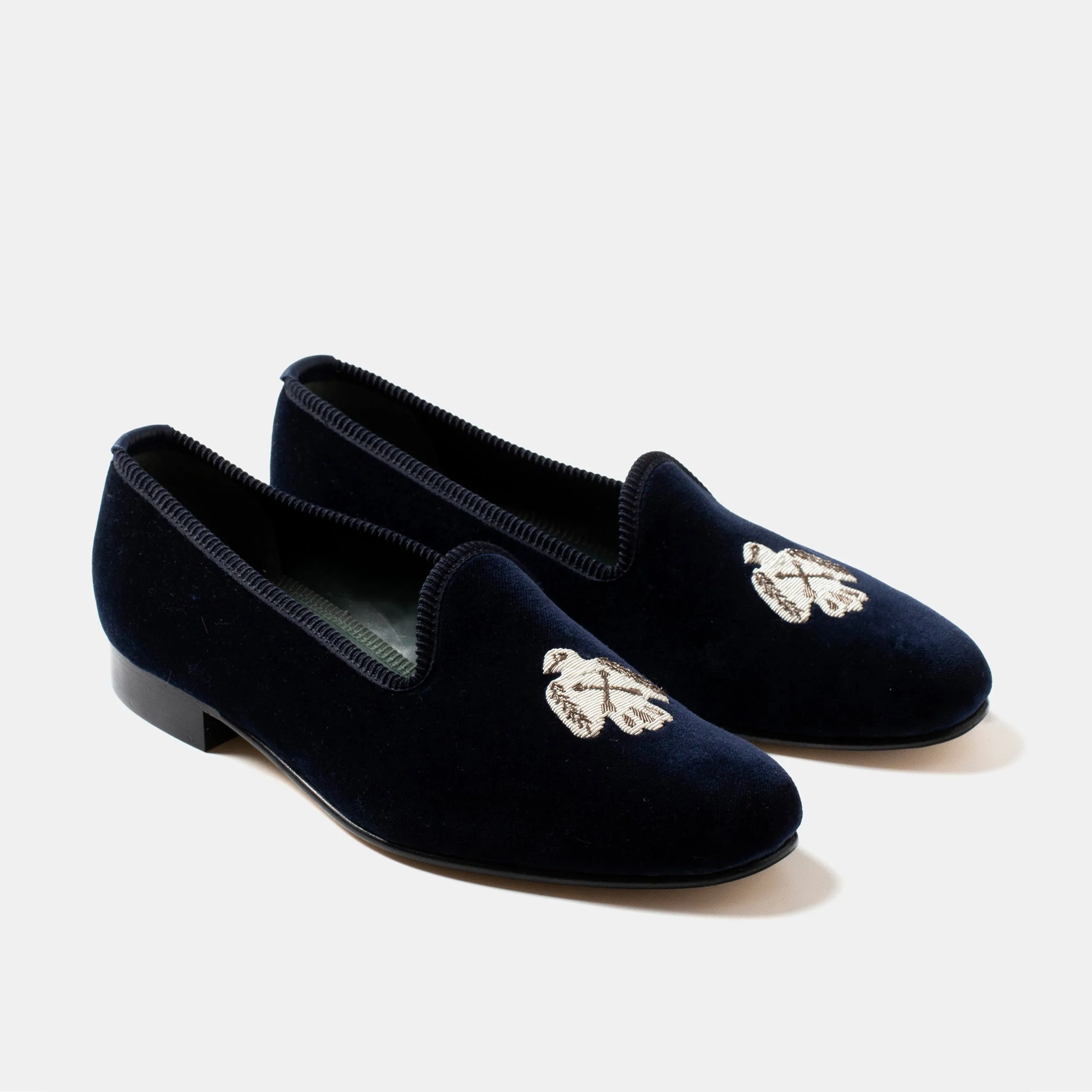 Bryceland's x Bowhill & Elliott Velvet Slippers Navy Sport Street