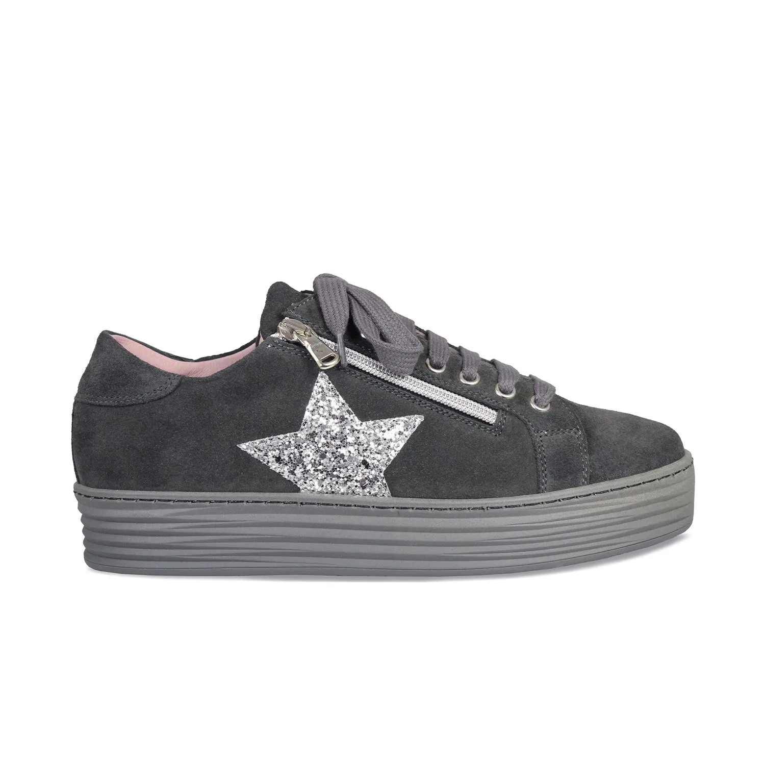 Float Feel Comfortable Foot Star: Grey Suede & Glitz