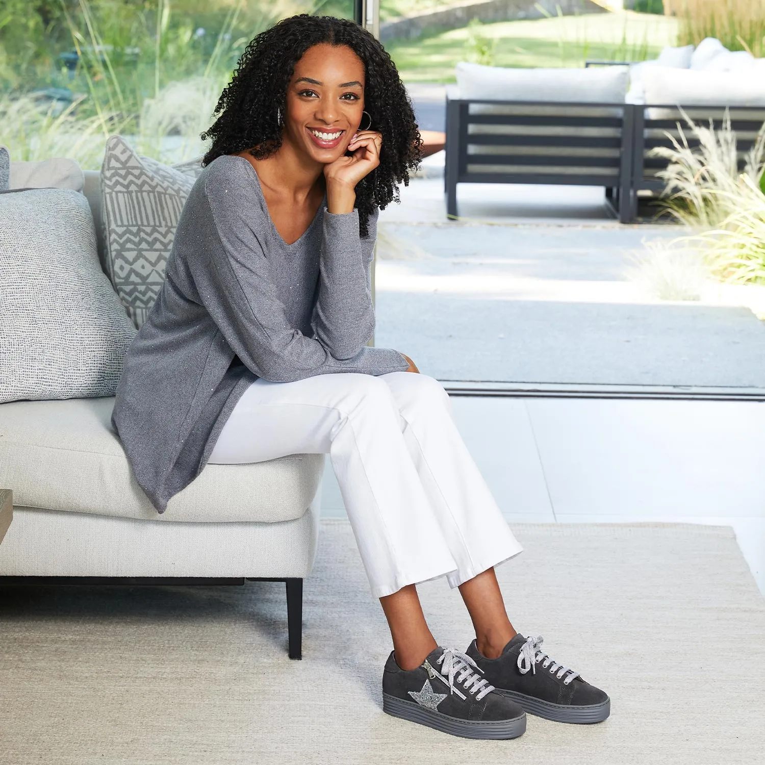 Star: Grey Suede & Glitz Non Marking Outsole