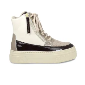 Slip On Destiny: Taupe Multi Patent & Wool Lining