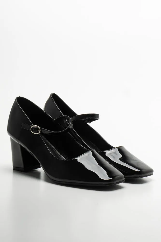 Heel Black Slip Resistant Pointed Toe Pumps
