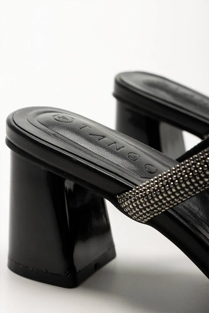 Diamante Mule Block Heel Black Ultra Comfort