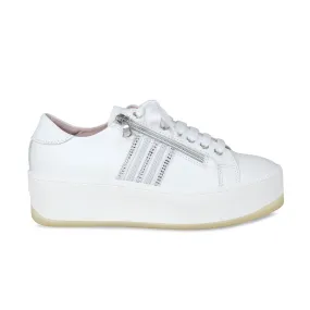 Soft Cushioned Upper Disco: White Leather & Silver