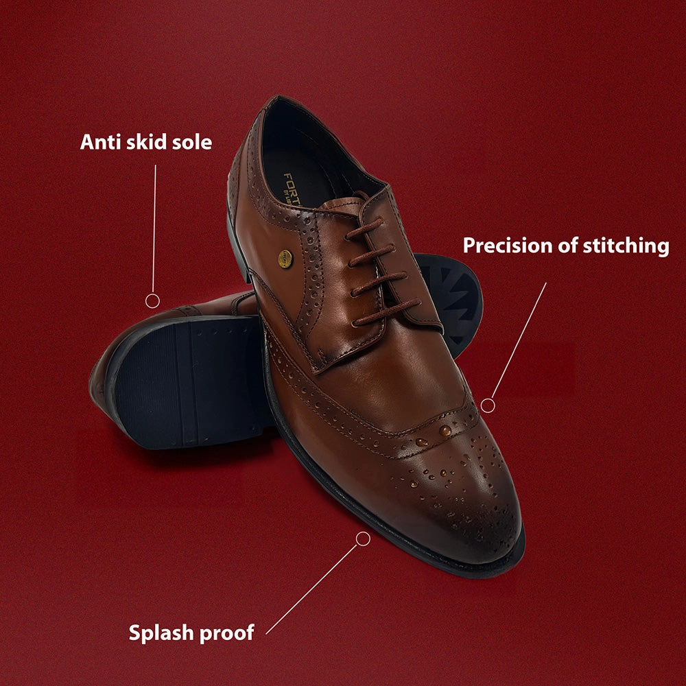 Fortune Tan Lacing Formal Oxford Shoes For Men BELGIUM01E By Liberty Comfort Fit Urban Lifestyle
