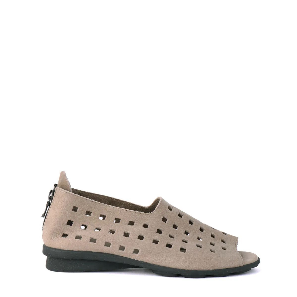 DRICK Taupe Nubuck Non Slip Outsole Grip Open Toe Shoes