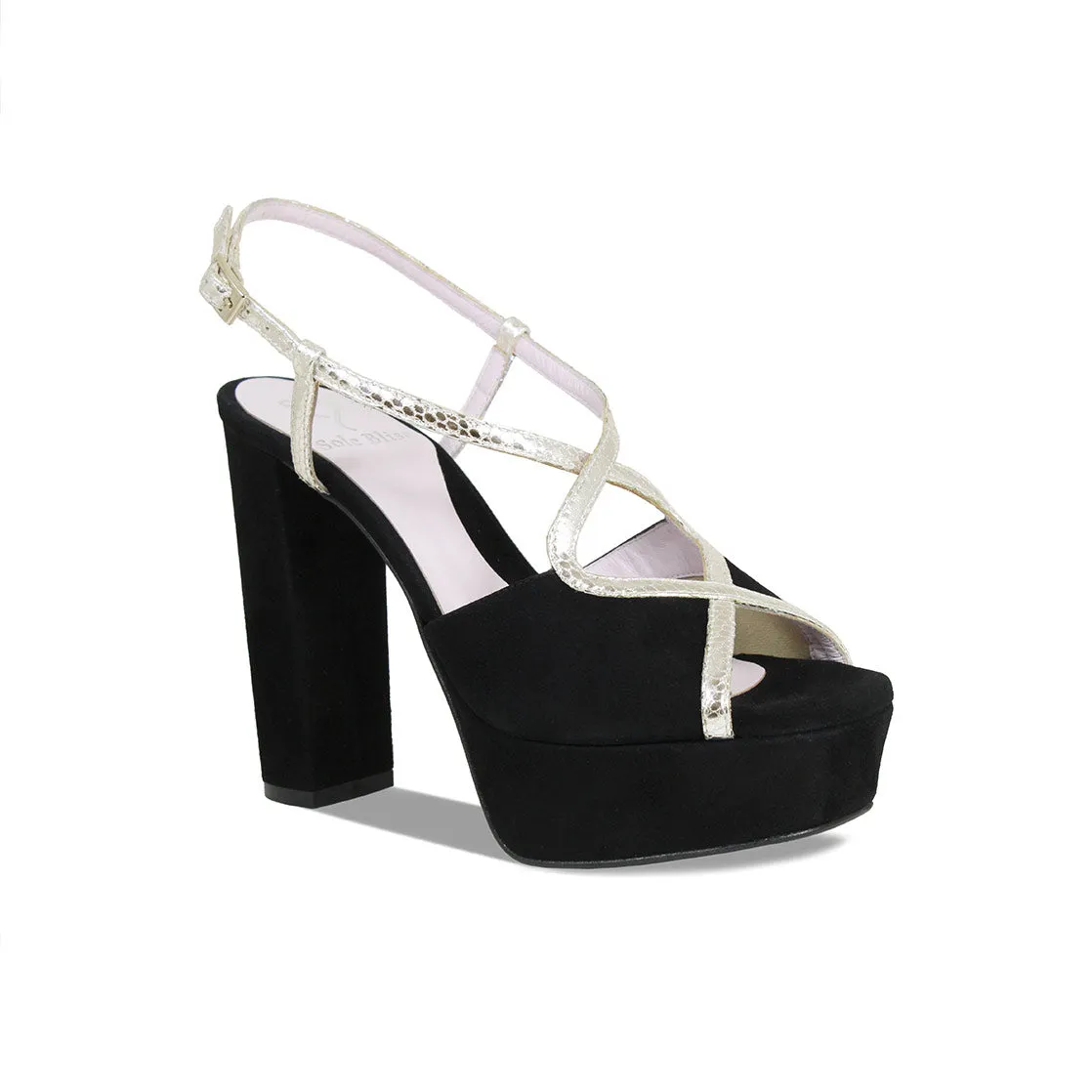 Hybrid Fit Jogging Ease Reese: Black Suede & Gold Snake Print Leather