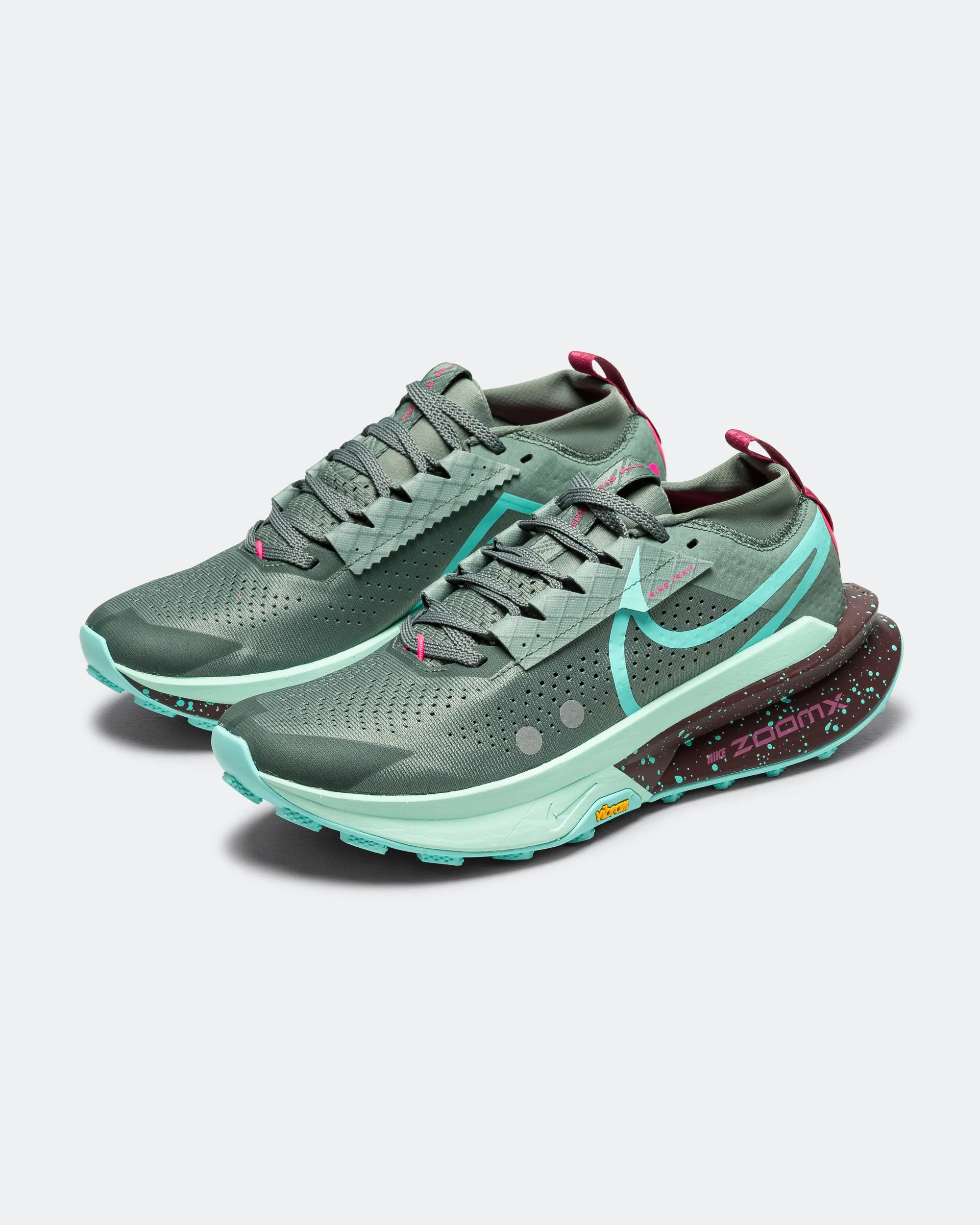 Breathable Linings Moisture Wicking Layer Mens ZoomX Zegama 2 - Clay Green/Bleached Turquiose-Mint Foam